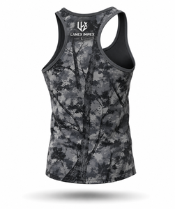 Custom Men's Gray Woodland Camo Gym Tank Top Sublimation Fitness Stringer Vest Bodybuilding Sleeveless Workout Sports Apparel - Product Image 3