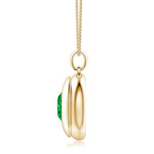New Arrival Bold Punk Handmade <b>Pendant</b> 14K Gold Oval Cut Natural 12*10MM 4.51Ct Green <b>Emerald</b> Men’s Medallion <b>Pendant</b> With Chain - Product Image 2