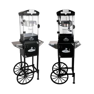 Machine à popcorn à chaudière de 10 oz sur chariot avec roues, noire, pour home cinéma, avec 3 cuillères en plastique - Product Image 5