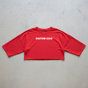 T-shirts en coton de haute qualité pour femmes, coupe courte et ample, épaules tombantes, fabrication sur mesure - Product Image 2