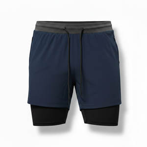 Shorts de compression pour hommes, vente chaude, shorts de sport 2 en 1 en polyester à séchage rapide, shorts de compression ajustés pour la course en extérieur - Product Image 6