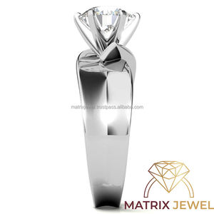 Plata de Ley 925 sólida 2ct corte redondo brillante Cz Diamond Pave Set increíble forma de rosa compromiso anillo de boda para mujer - Product Image 5