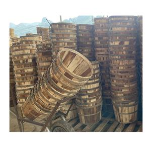 Cestas de madera de pino de fábrica con tapa/cesta de cangrejo de madera redonda Almacenamiento de tamaño personalizado hogar jardín - Product Image 2