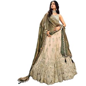 Lehenga Choli de Seda Cosmos para Mujer, con Lentejuelas y Bordado de Hilo, con Dupatta - Product Image 1