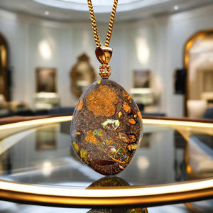 Pendentif en argent sterling 925 de style religieux fin avec cadre de lunette en opale avec breloque en opale collier de cadeau de fête classique - Product Image 1