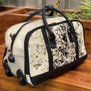 Custom Personalized Reasonable Price Cowhide <b>Leather</b> Business <b>Duffle</b> <b>Bag</b> Genuine <b>Leather</b> Travel Trolley <b>Bags</b> Luggage with Wheels - Product Image 3