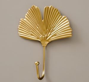 Handmade Ginkgo leaf Design Brass Wall <b>Hooks</b> <b>With</b> Vintage Design Perfect For Home Decor And Elegant Storage Solutions - Product Image 1