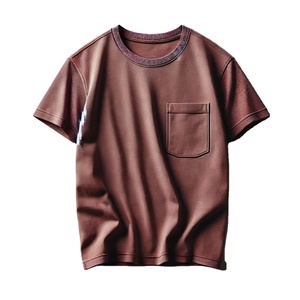 Camiseta Unisex Oversize 100% de algodón con bolsillo, serigrafía personalizada, ropa de calle de peso pesado de alta calidad, Camiseta corta informal para hombre en blanco - Product Image 1