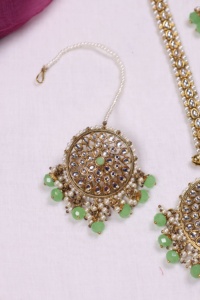 Parure de bijoux ethniques plaqués or en alliage avec collier, boucles d'oreilles et bague en zircon pour femme, cadeau vintage pour mariage ou anniversaire - Product Image 3