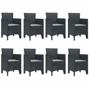 Ensemble de salle à manger de jardin en polypropylène anthracite, 9 pièces - Product Image 5