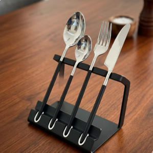 Cuchara, Tenedor y Cuchillo de Acero Inoxidable con Recubrimiento de Polvo Negro, Duraderos, Resistentes al Óxido, Aptos para Lavavajillas, Color Plateado, para Restaurante - Product Image 3