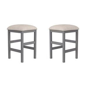 Set di 2 Sgabelli da Cucina e Sala da Pranzo Grigio Chiaro con Seduta Imbottita in Tessuto Beige, Nuovo Design - Product Image 5