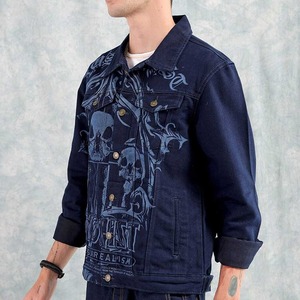 OEM Men's High Street Winter <b>Denim</b> Jean Jacket Collarless Breathable Casual Outwear Button up <b>Coat</b> Oversize for Men - Product Image 2