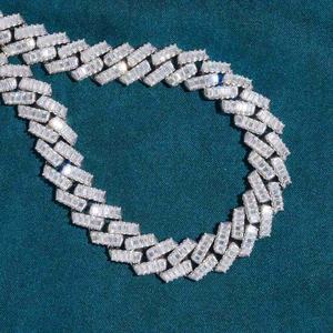 Collar de Cadena Cubana de Lujo con Moissanita de Corte Baguette Chapado en Rodio, Estilo Iced Out Hip Hop, Tono Plateado, Joyería de Declaración, Regalo - Product Image 2