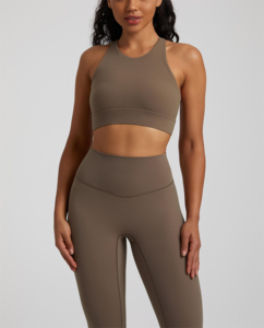 Women's Solid Color Racerback Sports <b>Bra</b> Hollow Design High Support Yoga Fitness Seamless Breathable Mesh Front Spandex/Nylon - Product Image 4