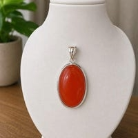Pendentif ovale en cornaline naturelle Ha Gems, fait main, en argent sterling 925, style ethnique, cadeau de fête pour femme, serti clos, couleur orange Rajasthan - Product Image 2