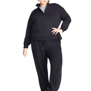 Sudadera de Forro Polar Negra para Mujer Tallas Grandes, con Hombros Caídos, Color Sólido, Estilo Casual de Primavera, Solo con Capucha - Product Image 3