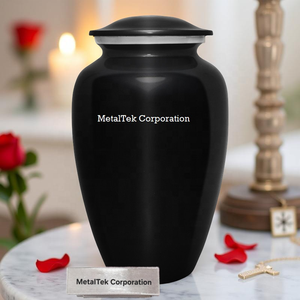 Urna Funeraria Clásica Negra para Cenizas, Colores Personalizados, Estilo Americano para Adultos, Frascos Metálicos al por Mayor, Suministros Funerarios a Bajo Precio - Product Image 1