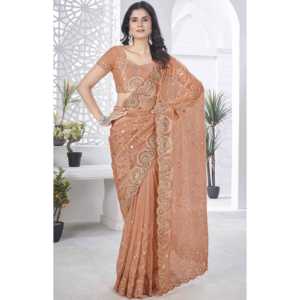 Sari de Fiesta con Bordado de Hilo de Diseñador, Vestidos Elegantes para Club - Product Image 2