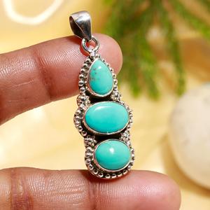 Pendentif en argent sterling 925 de qualité supérieure, finition haut de gamme, tendance, turquoise d'Arizona, forme ovale, coupe cabochon, design fantaisie, cadeau pour elle - Product Image 3