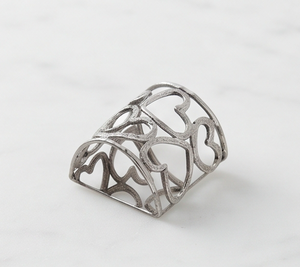 Handcrafted <b>Silver</b> Metal <b>Napkin</b> Rings Heart Cutout Curve Design Modern <b>Napkin</b> Holder For Table Decor - Product Image 4
