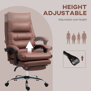 Microfiber Heated Reclining Office Chair with Swivel Wheels Double Tier Padding and <b>Footrest</b> in Coffee Color - Product Image 5