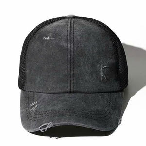 Casquette de baseball en maille pour femme, style trucker, avec ouverture pour queue de cheval, en coton délavé vintage, pour l'extérieur, modèle OEM ODM, idéale pour l'été - Product Image 1