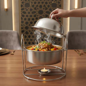 Chauffe-Plat de Luxe en Acier Inoxydable Qualité Alimentaire, Réchaud de Buffet 3L avec Chauffage à la Vapeur et Contrôle de Température - Product Image 3