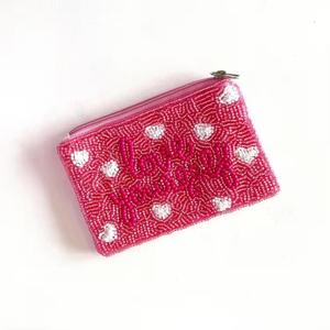 Bolso de mano artesanal con cuentas para el día del partido, forma rectangular, letras naranjas sobre textil azul marino, tipo clutch. - Product Image 5
