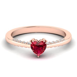 REYES Exquisite Heart Shape 0.5 Carat Red <b>Garnet</b> Gemstone <b>Ring</b> in 925 Sterling <b>Silver</b> VVS Moissanite Engagement <b>Rings</b> For Women - Product Image 5