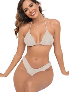 Traje de Baño Fluorescente de Neón, Colores Vibrantes, Alta Visibilidad, Estilo Juvenil y Moderno, Bikini de Playa para Mujer - Product Image 2