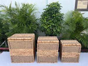 Juego de 3 baúles de almacenamiento ecológicos tejidos a mano con tapas, de jacinto de agua - Product Image 2
