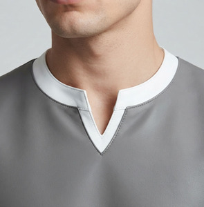 Men Leather Short Sleeve <b>T</b> <b>Shirt</b> Premium Quality Mens Stand <b>Collar</b> Leather Tee <b>Shirts</b> Men Leather Short Sleeve <b>T</b>-<b>Shirt</b> - Product Image 4