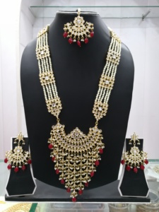 Indian Stylish Layered Pearl Rani Haar Long Kundan Necklace Jewellery Set Wedding Engagement Party Gift Antique Gold Plated - Product Image 5