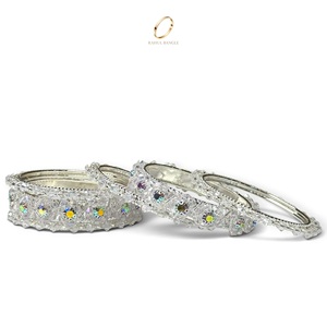 Export Quality Designer Silver <b>Crystal</b> Zircon Stone Bangles Silver Plated <b>Bracelet</b> Indian Collection Wedding Festive Wholesale - Product Image 4