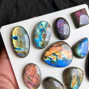 Wholesale Natural Multi Shape Labradorite Cabochon Loose Gemstones for Jewelry Making Polished Blue Flash Labradorite Stones - Product Image 2