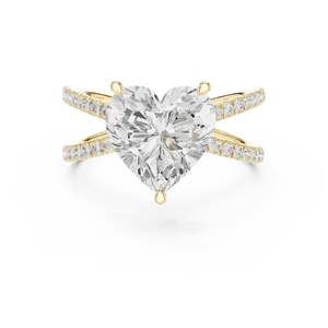 Heart Cut Lab Grown Diamond <b>Ring</b> 3.50 CTW E Color 18K Solid Gold Criss Cross <b>Split</b> Shank 0.48 CTW Round Side Stones VVS VS <b>Ring</b> - Product Image 1