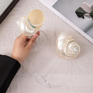 Copas de vino con forma de concha marina, decoración con temática costera, soporte para copas de cóctel martini con conchas marinas naturales - Product Image 6