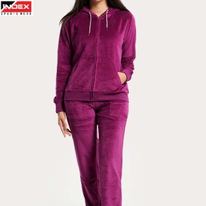 Ensemble de survêtement en velours pour femme à prix abordable – Sweat à capuche et pantalon de jogging en velours doux – Tenue de sport décontractée et confortable - Product Image 1