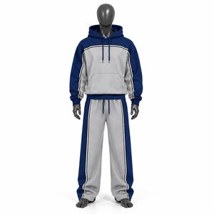 Conjunto de chándal transpirable de corte holgado con cremallera, estampado serigrafiado y parche bordado para hombre - Product Image 1