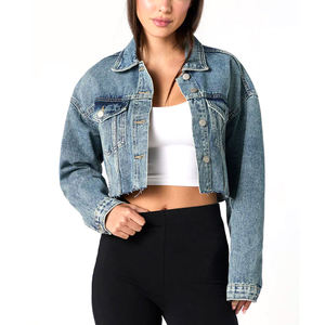Wholesale Custom Design Oversized Women Denim Jacket with Cotton Lining Breathable Casual Crop Jacket 2026 - Product Image 1