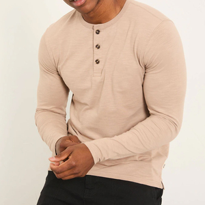 Camiseta Henley térmica de fabricación profesional para hombre, proveedor directo de fábrica, ropa informal, camiseta de manga larga para hombre - Product Image 4
