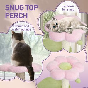 Árbol rascador multinivel de 33 pulgadas con plataforma curva y cama acolchada tipo condominio para gatos, ideal para que los gatitos se suban. - Product Image 5