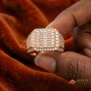 Moissanite <b>Ring</b> <b>Men</b> Hip Hop Rose Gold Plated 925 Sterling Silver Baguette Cluster <b>Ring</b> Luxury Fashion Jewelry - Product Image 1