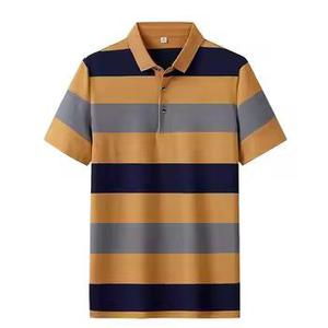 เสื้อโปโลชายแขนสั้นลายทาง ทรงปกติ สวมใส่สบาย ผ้าทอสีน้ำเงินเทา ดีไซน์ลายใหม่ เสื้อโปโลชายคุณภาพสูง - Product Image 3