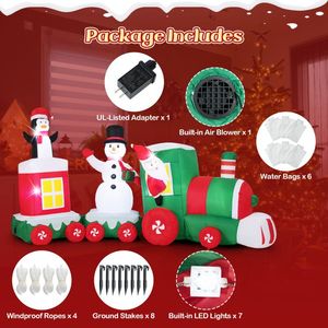 Treno Gonfiabile Natalizio di 11,5 Piedi con Babbo Natale al Volante, Decorazioni Natalizie da Giardino per Esterni - Product Image 6