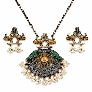 Conjunto de Collar y Pendientes de Plata Oxidada con Diseño de Flor de Bohemia y Pavo Real, Joyería para Novia, Boda, Compromiso, Fiesta, con Circonitas en Forma de Pera - Product Image 1