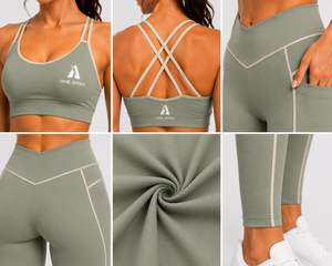 Women Yoga Set with Pocket High Waist Leggings Cross <b>Back</b> Sports <b>Bra</b> Seamless Gym Workout Activewear - Product Image 4