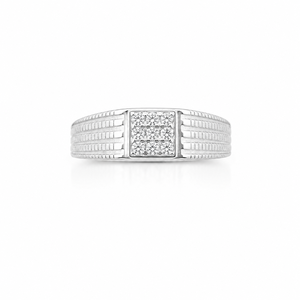 925 Sterling <b>Silver</b> Geometric Micro Pave Cubic Zirconia Band <b>Ring</b> for <b>Men</b> Wedding Party High Polish Finish - Product Image 2