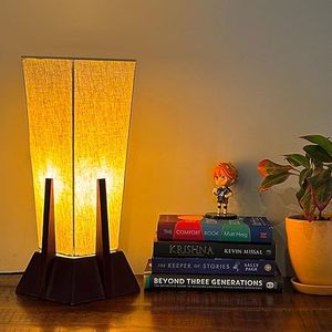 Wooden Base <b>Bedside</b> Table Lamp Fabric Lampshade Dimmable LED <b>Reading</b> <b>Light</b> for Babies and Kids Room Bedroom - Product Image 5